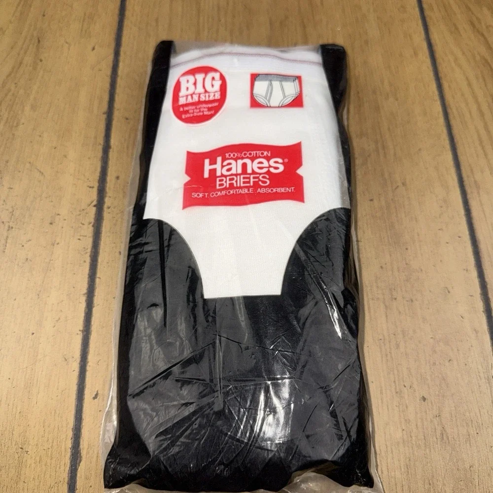 Vintage 1977 White Hanes Briefs Waist 48 100% Cotton USA 3 Pk New